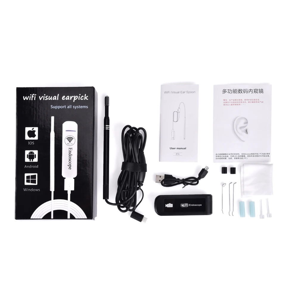 

Waterproof WiFi Ear Endoscope 5.5MM Medical Otoscope 1.3MP 720P HD Visual Ear Spoon Camera Endoscope for iPhone Android
