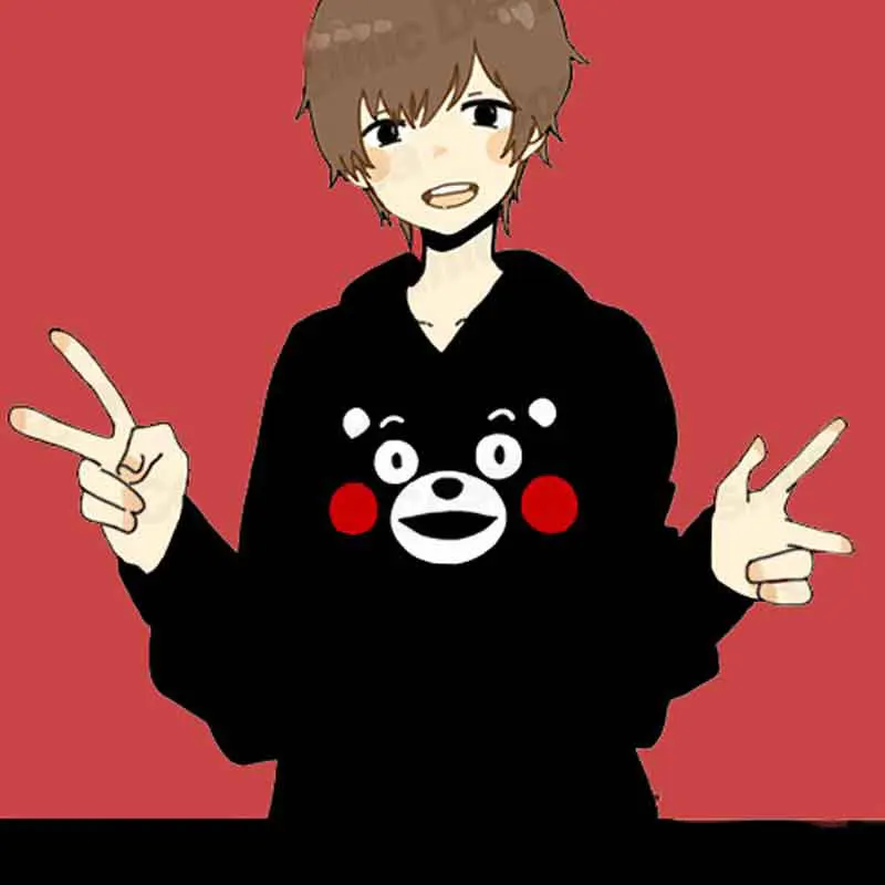 Мужские модные пуловеры толстовки милый Принт Kumamon флисовая толстовка с