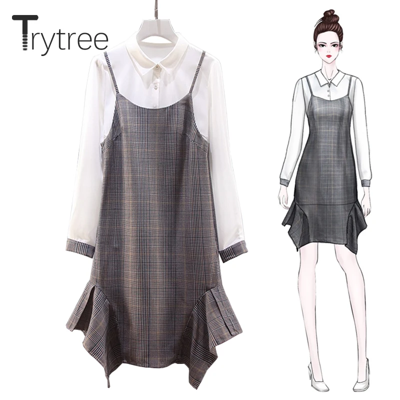 Trytree/весенне-летний женский костюм из двух предметов повседневные топы + платья