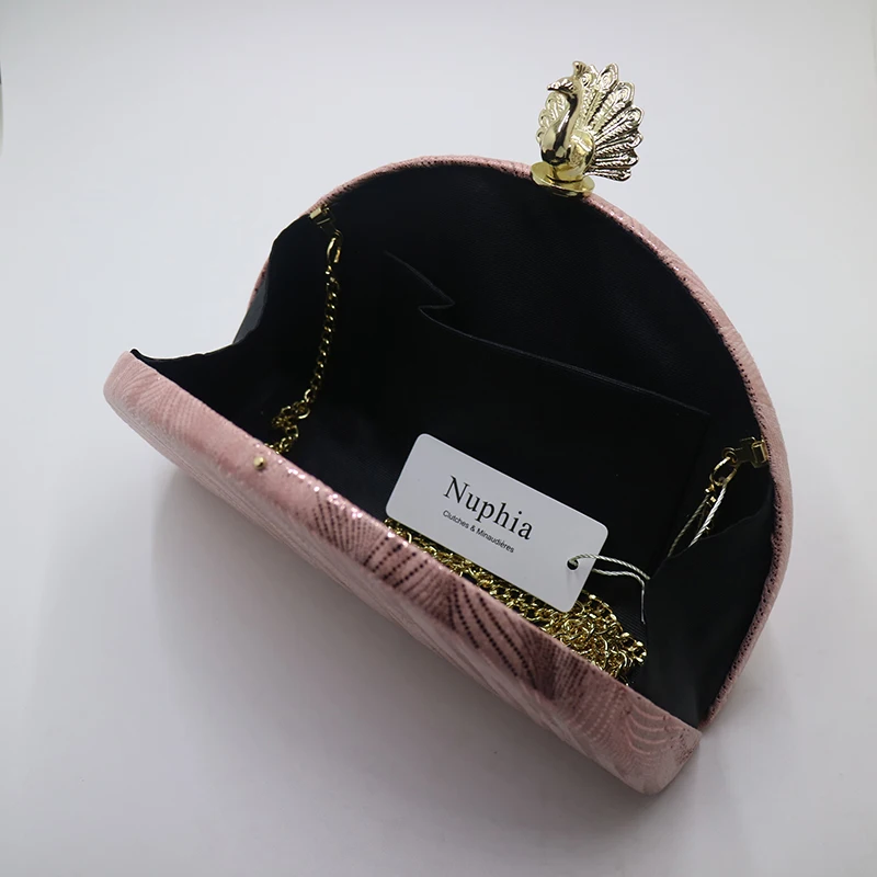 Nuphia розовые замшевые тканевые вечерние сумки и с павлином для женской