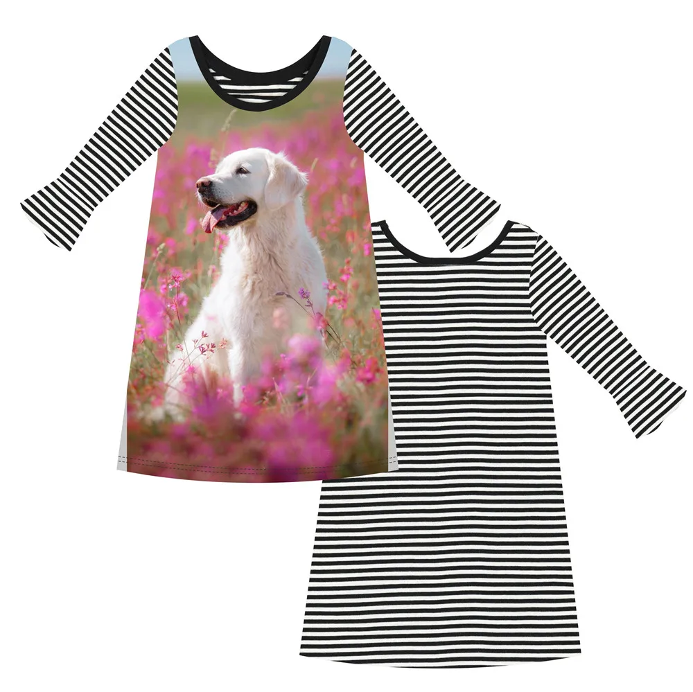 Красивая детская одежда платье для маленьких девочек платья в полоску с длинными