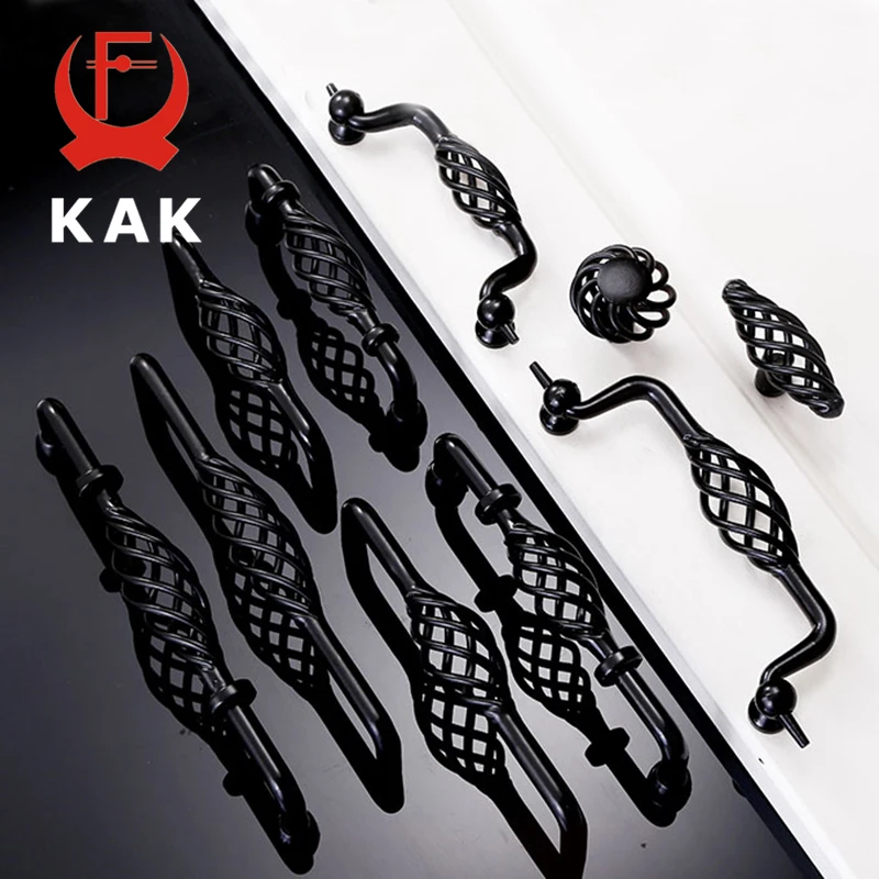 Черные ручки KAK в американском стиле пустотелые для шкафа выдвижных ящиков