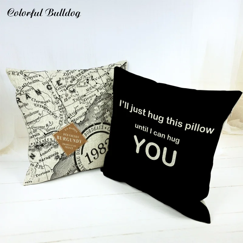 Милые Чехлы для подушек с изображением морских карт и букв в форме сердца теплые