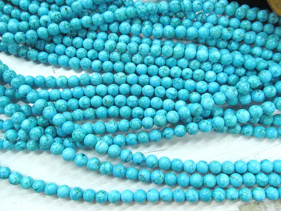 

High Quality 2strands 2-20mm Tibetant Turquoise stone Round Dark Bule Green Yellow Black spacer Bead