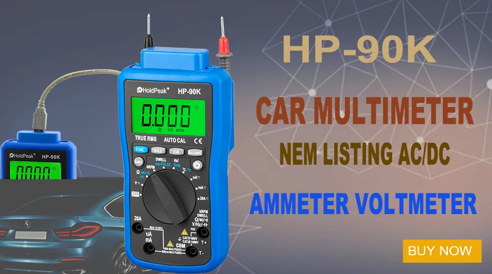 Анализатор работы двигателя тестер HoldPeak HP-90K Авто Диапазон Цифровой Автомобильный мультиметр автомобильный диагностический инструмент с выходом данных по USB