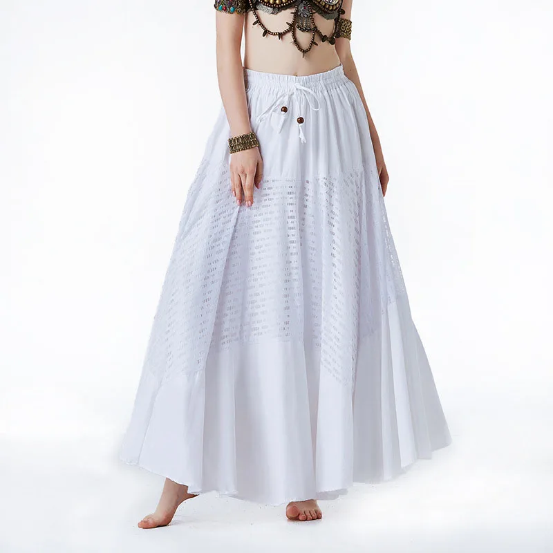 White Belly Dance Dress Skirt For Women Gypsy Skirt Cotton Bellydance Skirt ATS Tribal Style Dance Skirts For Oriental Dance - Цвет: White