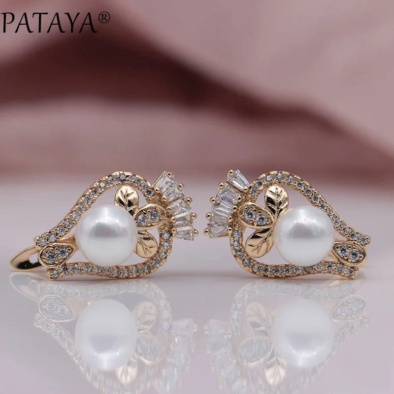 PATAYA, новинка, ограниченная серия, 585, розовое золото, натуральный циркон, ракушка, жемчуг, длинные висячие серьги для женщин, свадебные, роскошные, с кисточками, благородные, ювелирные изделия