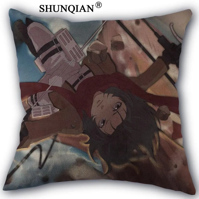 Pillow Cover Наволочка на заказ "атака на Титанов", высокое качество, домашний текстиль, хлопок, лен, одна сторона, наволочки, 45x45 см, декоративная наволочка - Цвет: Pillow Cover