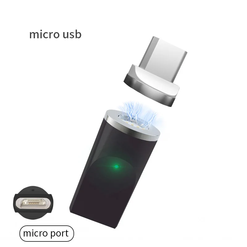 GARAS Магнитная Micro USB адаптер для iphone/Micro/usb type c Зарядное устройство и Магнит данных адаптер для samsung /Xiaomi/huawei/LG - Цвет: black micro to micro