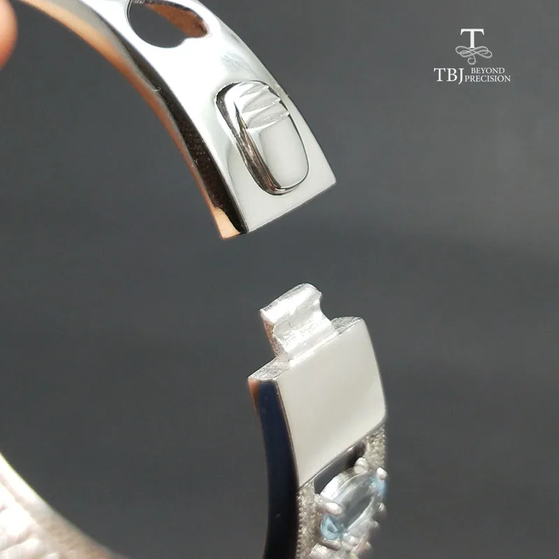 TBJ, новинка, 925 серебряный браслет с 4ct натуральным аквамарином ov4* 6 мм драгоценным камнем, браслет из 925 серебра, хорошее ювелирное изделие для женщин в подарок