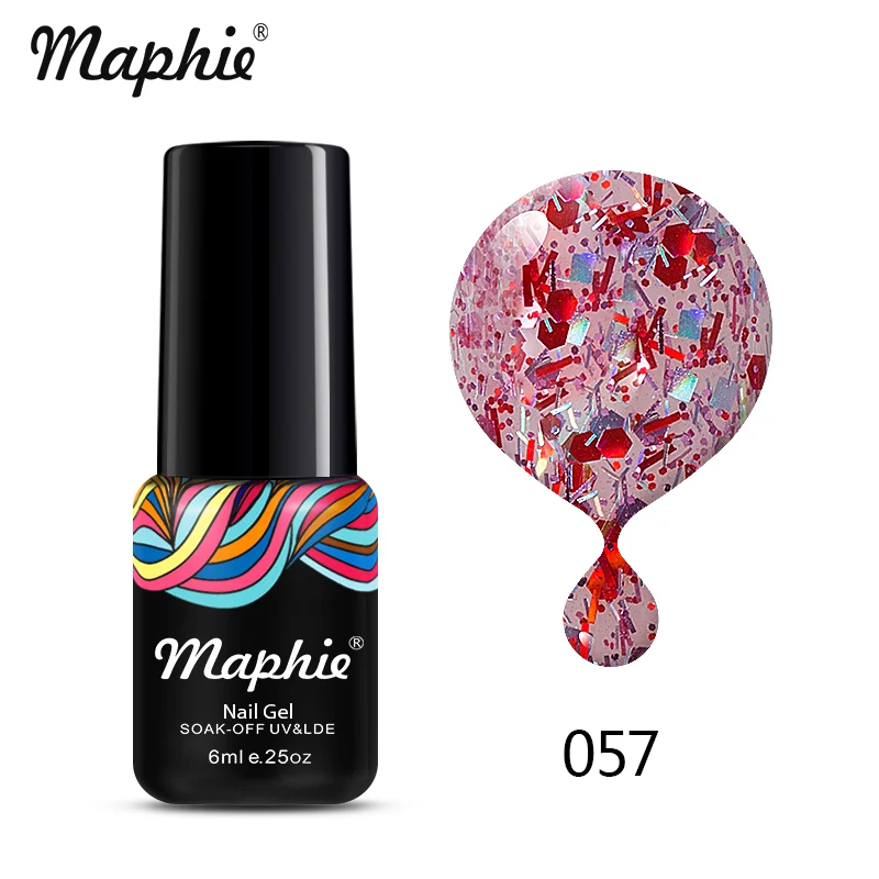Maphie Черный Цвет УФ-гель для ногтей 6 мл дизайн ногтей замочить от УФ лак для ногтей Полупостоянный светодиодный гель для ногтей эмаль - Цвет: 057