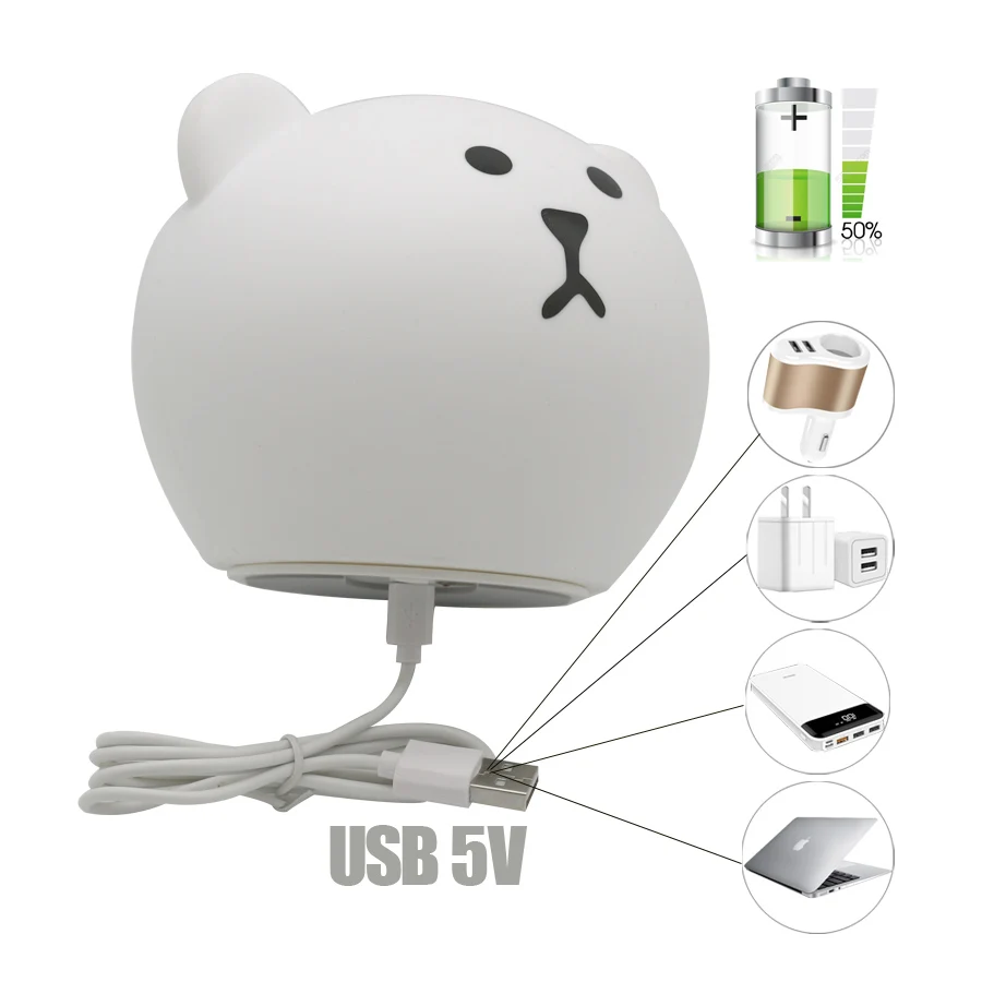 Сенсорный силиконовый светодиодный ночник с зарядкой от USB подарок для детей