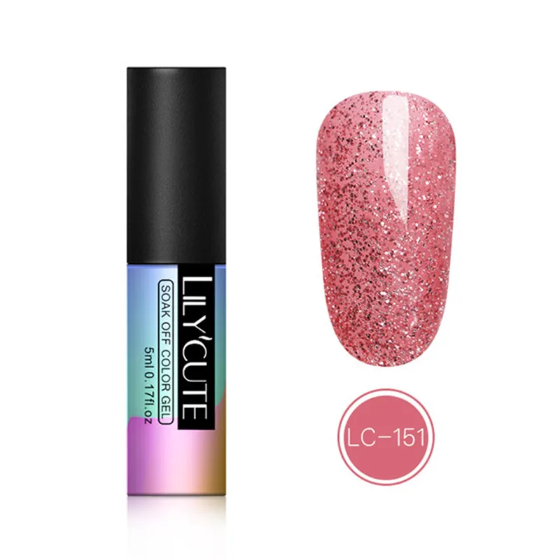 LC 151 LILYCUTE 5ml Color Gel Polish Holographic Colorful Glitter Sequins UV Soak Off Long Lasting Gel Polish Nail Art Varnish - Цвет: LC 151