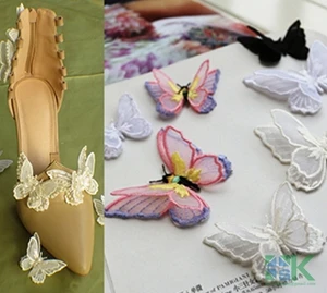 Оптовая 10 ШТ. Многоцветный diy стерео двойной слой бабочка вышивка кружевной ткани
