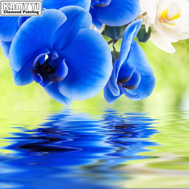 

100% Full 5D Diy Daimond Painting Blue Orchid 3D Diamond Painting Full Round Rhinestones Diamant Painting Embroidery Decor Gifts