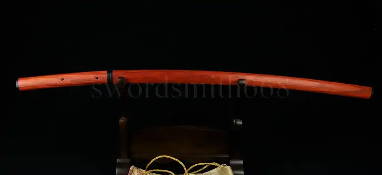 

Clay Tempered Full Tang Japanese Samurai Sword KATANA 1095 High Carbon Steel Hard Red Wood Saya Sharp Unokubi-Zukuri Blade