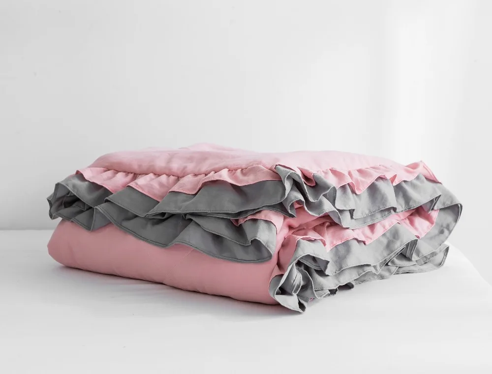 Однотонное летнее одеяло в стиле принцессы покрывало розовое мягкое на кровать