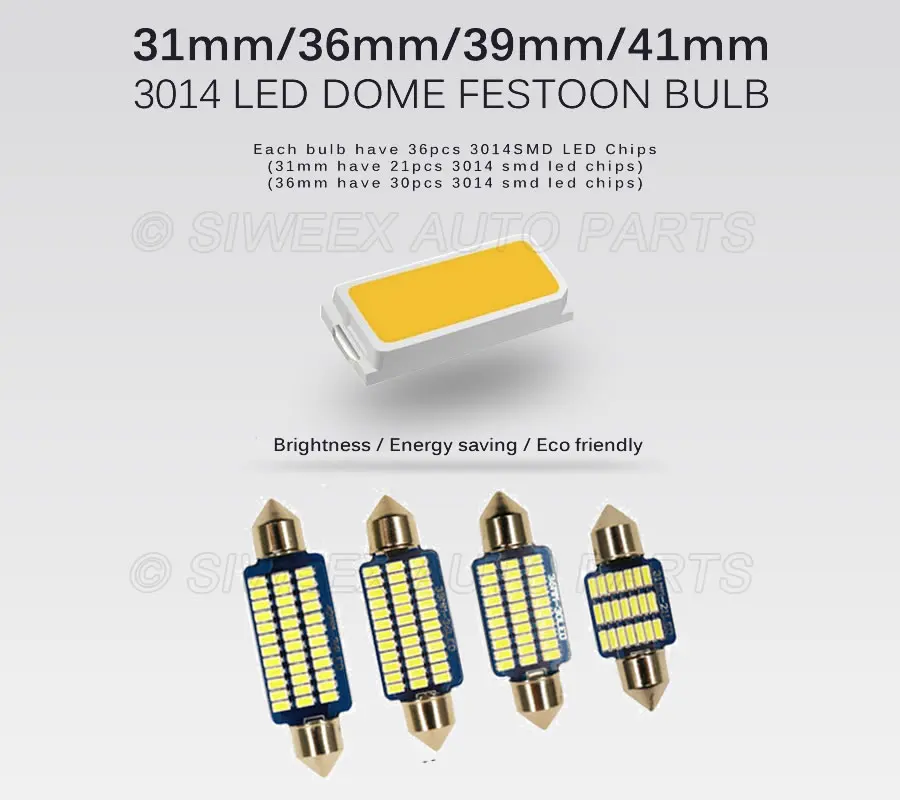1 шт. 31 мм 36 мм/39 мм/41 мм Автомобильный светодиодный 21/30/36smd 3014 Светодиодный чтение светильник c5w светильник автомобильной лампы белый AC/DC 12V