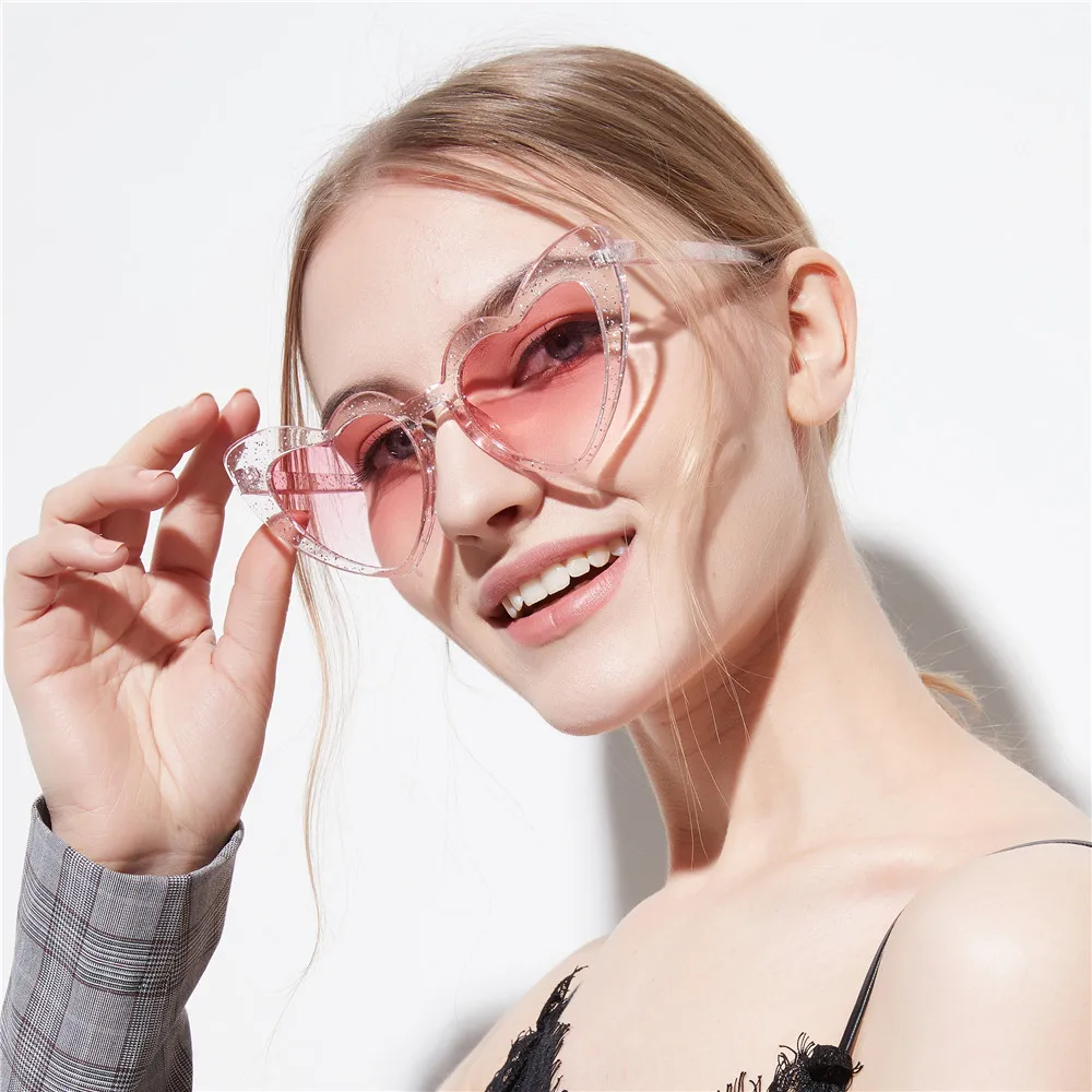 

Heart Shape Sunglasses Women Brand Designer Plastic Reflective Sun Glasses UV400 Girl Sunglasses Women Pink Oversized Sunglasses