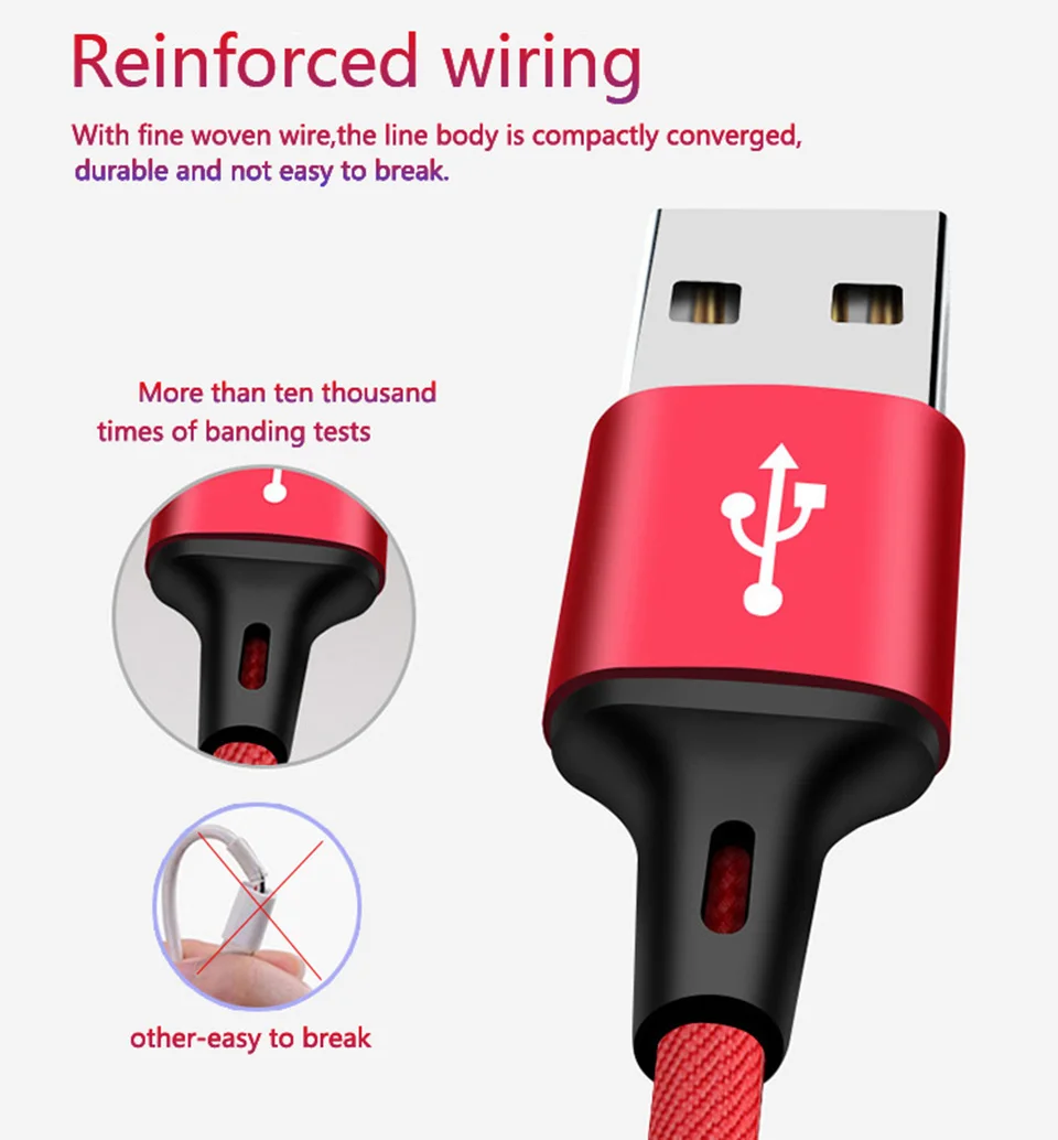 Кабель Usb Kabel Micro USB 1 м кабель для быстрой зарядки 3 0 передачи данных Type C Cabo Samsung S10 S9
