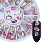 1 коробка AB Цвет ногтей Сердце со стразами Капля воды квадратный дизайн ногтей 3D украшения шпильки аксессуары в колесиках