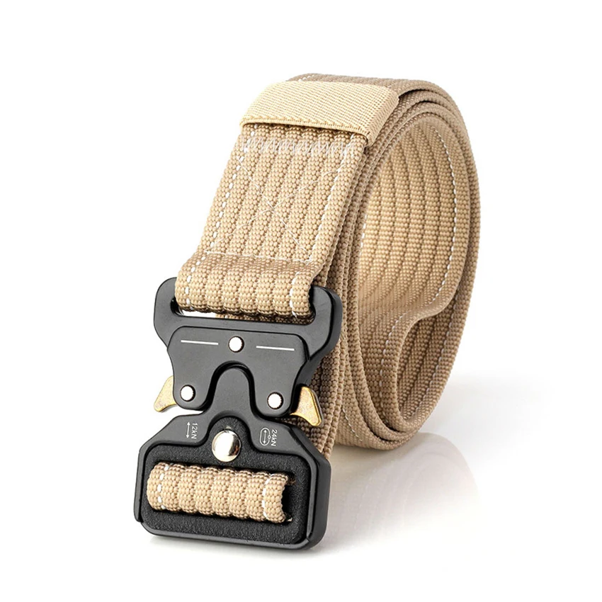 Khaki Belt 14 видов уличная Экипировка мужской t пояс в стиле унисекс нейлон Тактические Дизайнерские мужские ремни для джинсы полотняные браслет с металлической пряжкой вязаный пояс - Цвет: Khaki Belt