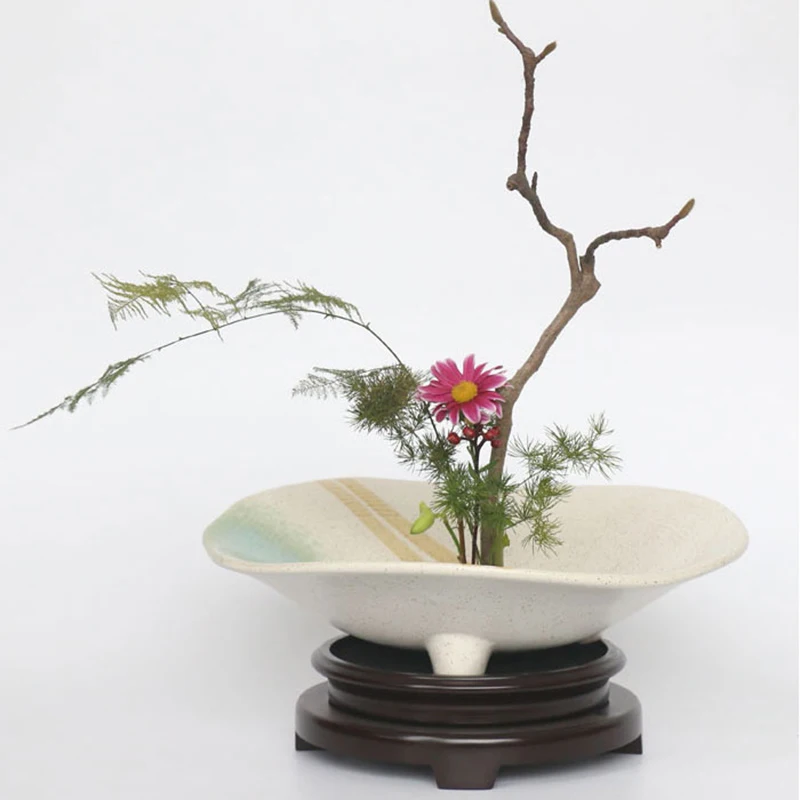 Японская миска Ikebana со спиральным узором трехногая контейнер для цветочных