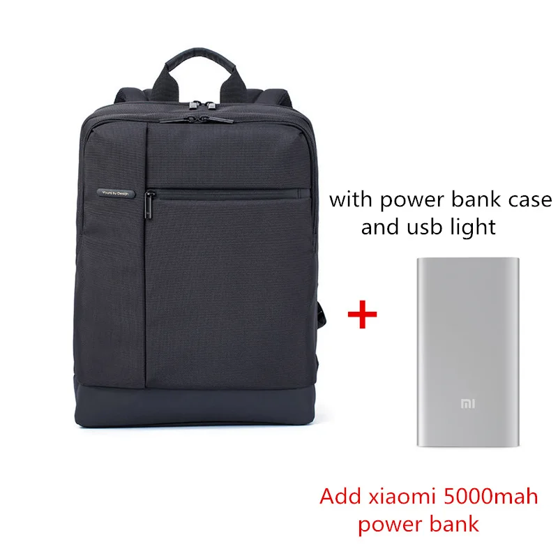 Add 5000mah Xiaomi классический Бизнес Рюкзаки Большой Ёмкость 17L школьников игры сумки Для мужчин Для женщин сумка подходит для 15 дюймового ноутбука - Цвет: Add 5000mah
