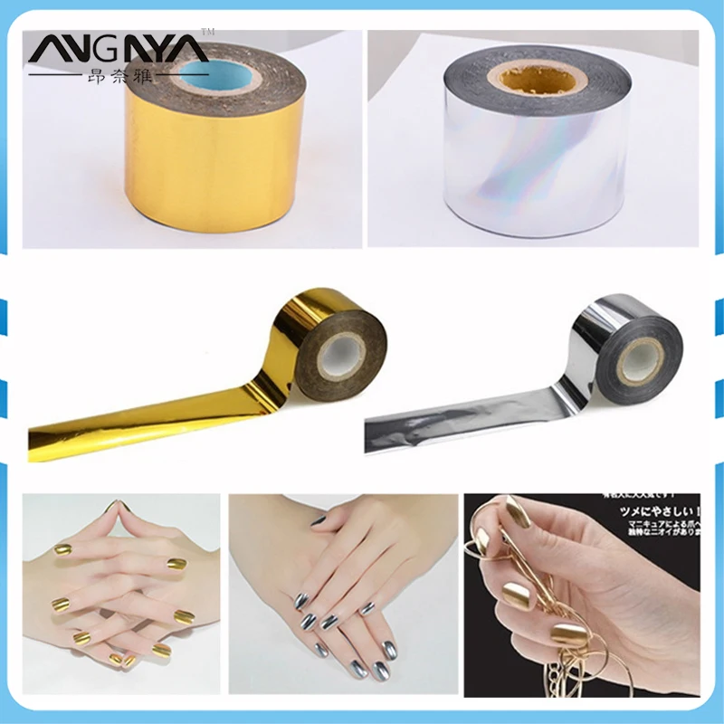 

ANGNYA 1Roll 4cm*120m Gold Silver Holographic Starry Sky Nail Foil Tape Nail Art Transfer Sticker Nail Art Decoration Tools A101