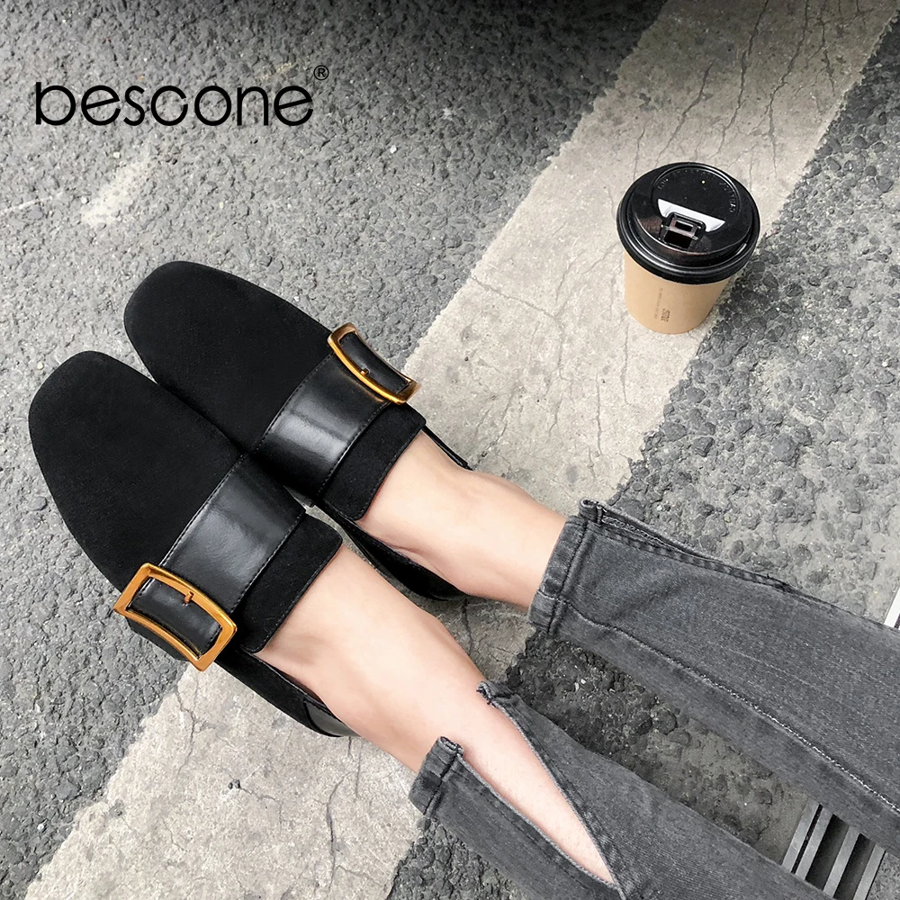 BESCONE/весенние женские модные туфли на плоской подошве с металлическим украшением