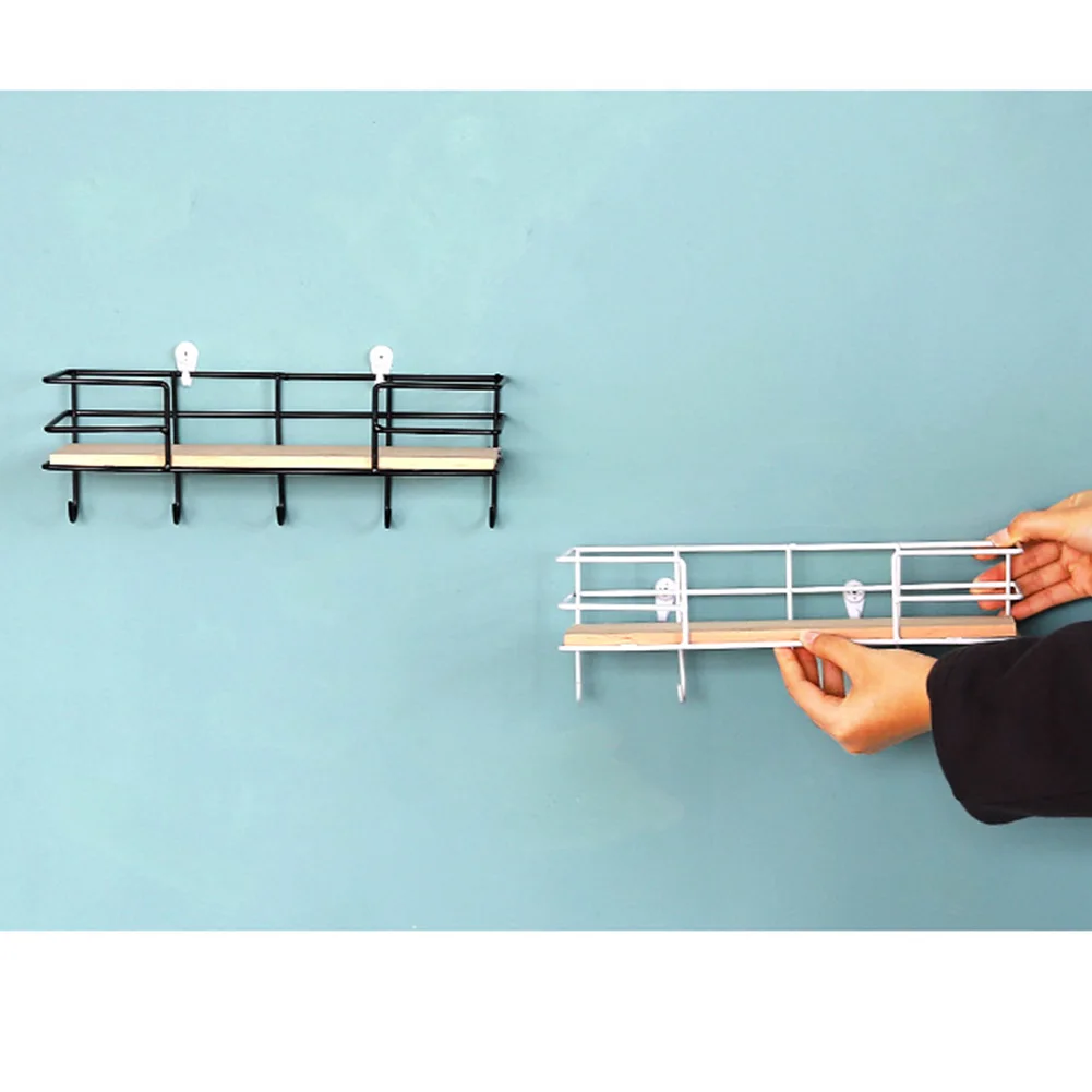 Офисная простая домашняя деревянная железная полка настенные украшения с крюком