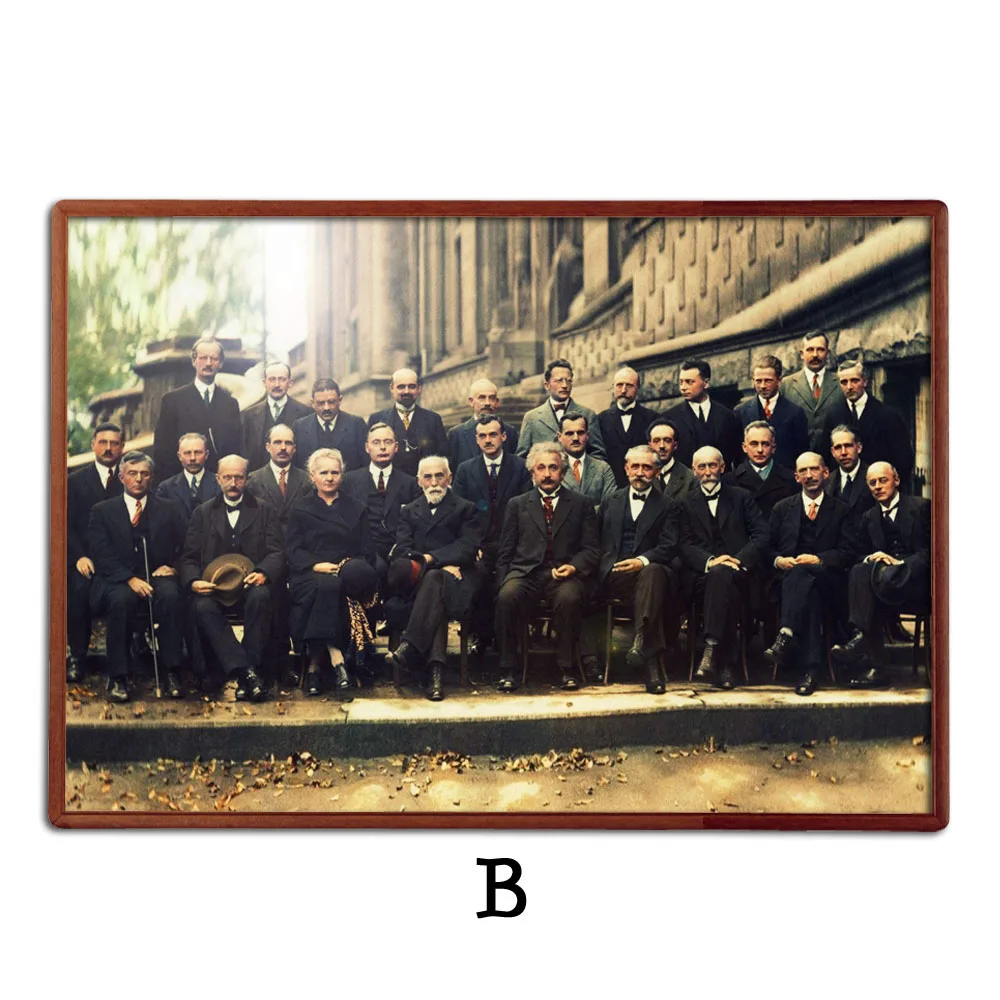 NOOG Эйнштейн в Solvay Conference 1927 физик холст художественный принт и плакат для детской холщовой живописи для детской комнаты нордический Декор - Цвет: B