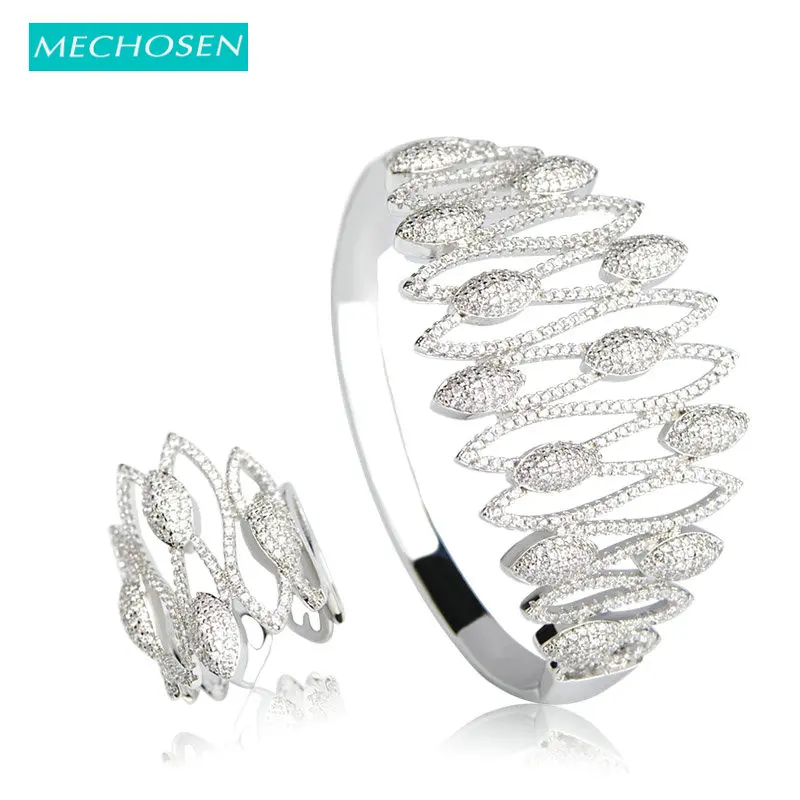 Женский браслет из блестящего циркония MECHOSEN ажурное большое кольцо с