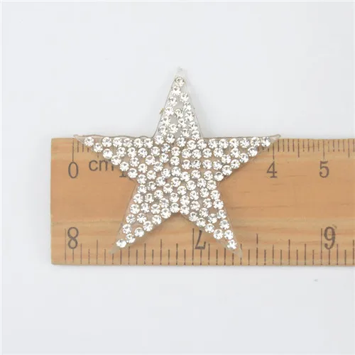 4cm clear rhinestone 10 шт./лот Горячая фиксация аппликация Стразы мотивы звезда кристалл стразы камни теплопередача железа на Diy Patche для одежда, сумки, обувь - Цвет: 4cm clear rhinestone