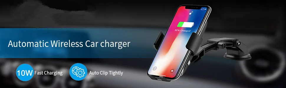 10 Вт Qi автомобильное беспроводное зарядное устройство для iPhone X Xiaomi samsung 9 автоматическое зажимное Быстрое беспроводное зарядное устройство Автомобильный держатель для телефона Беспроводное зарядное устройство