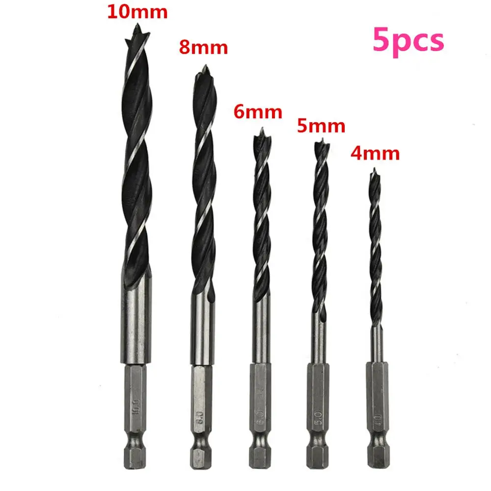 Сверло для деревообработки шестигранная ручка 1/4 дюйма 3 точки 4/5/6/8/10 мм