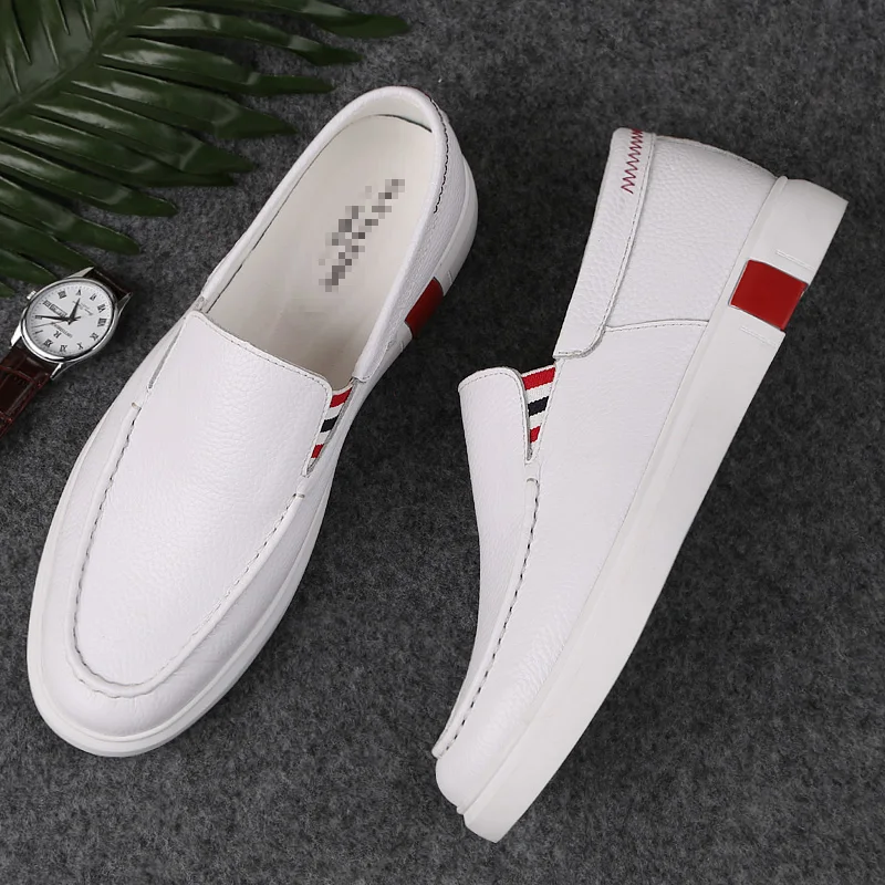 Новинка маленькие белые туфли из натуральной кожи мужские кроссовки слипоны