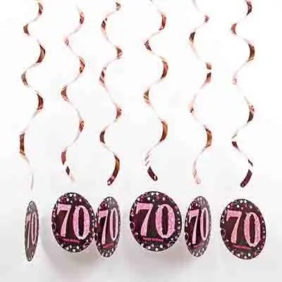 rose gold 70 6 шт. 60 лет украшения на день рождения с днем рождения 30 40 50 60 70 лет спиральный подвесной орнамент украшения на день рождения - Цвет: rose gold 70