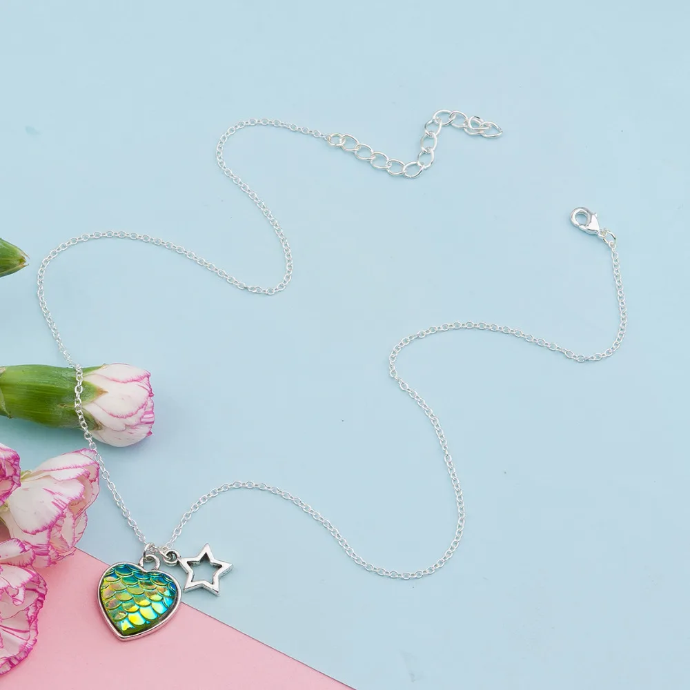 DoreenBeads ожерелья ручной работы Русалочка рыба/дракон весы серебряный цвет AB
