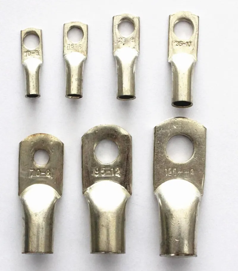 

30Pcs Copper Tube Terminal Rings Cable Lug JG10-6, 10mm2 Wire ,6mm Hole,