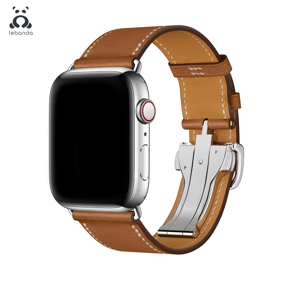 Ремешок Leband для Apple Watch 7 6 SE 5 4 3 кожаный дизайнерский браслет с пряжкой iwatch Swift Single