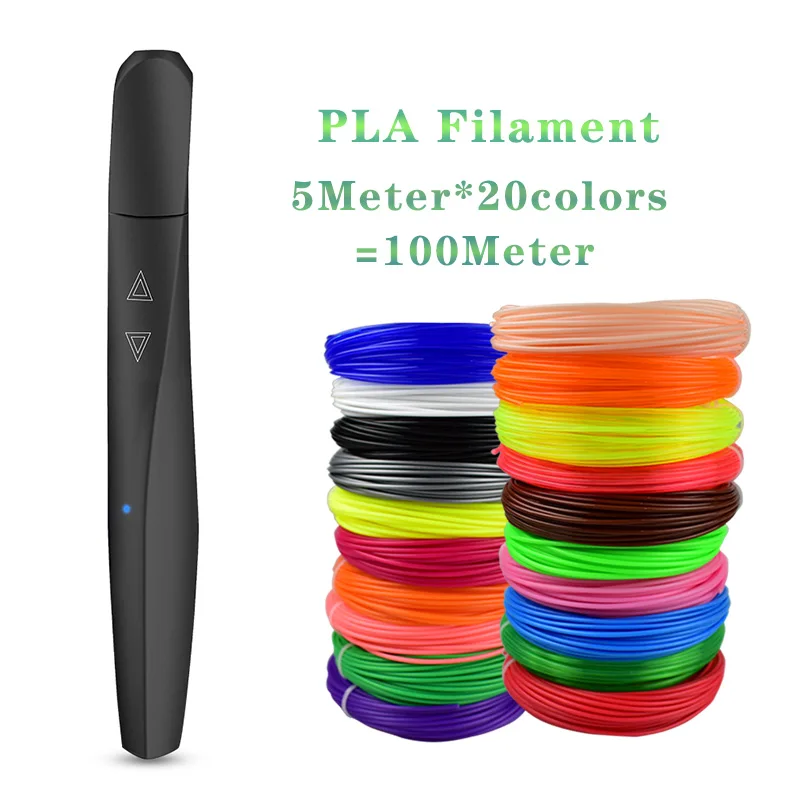 Black Add 100meters Сенсорная 3D профессиональная печать 3D Ручка с OLED дисплеем поколение 3D Ручка для рисования художественного ремесла и образования - Цвет: Black Add 100meters