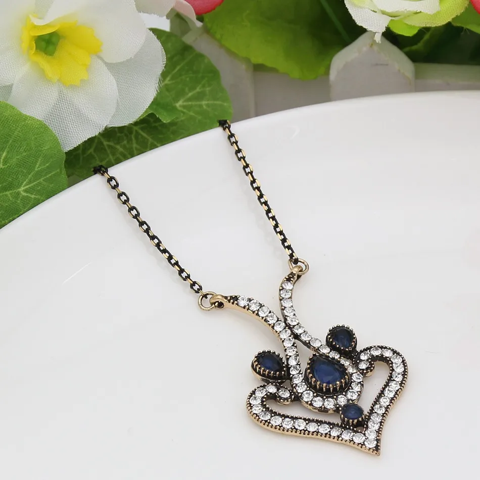 Женское ожерелье с подвеской в виде сердца под античное золото|bijoux fashion|floral