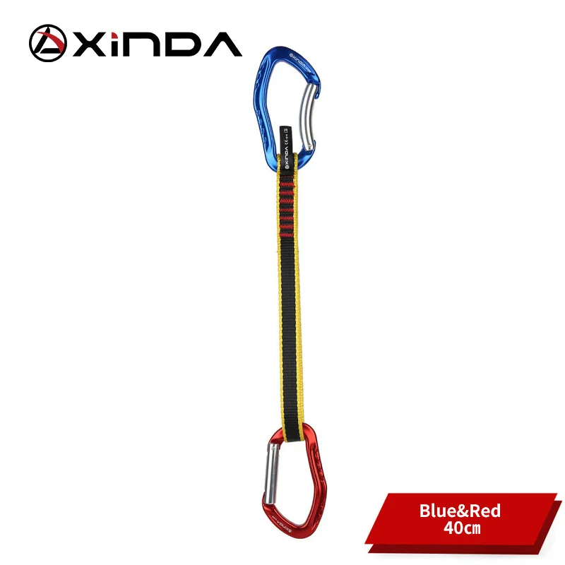 Blue Red-40cm XINDA Профессиональный скалолазание Quickdraw слинг безопасности замок удлинители прямой изогнутый карабин альпинист Открытый Защитные комплекты - Цвет: Blue Red-40cm