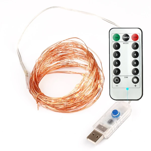 Remote light СВЕТОДИОДНЫЕ гирлянды 10 м 100led 5 В USB силовой контроллер outdoorWarm белый медный провод Рождественский фестиваль свадебные украшения - Испускаемый цвет: Remote light