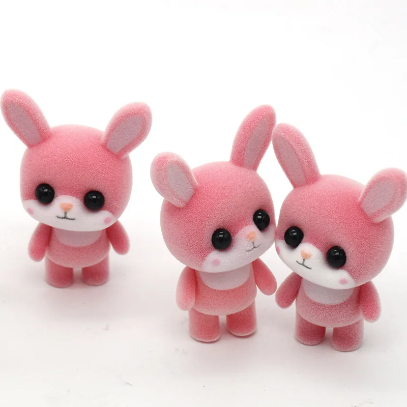 Милый кролик флокирующая кукла игрушки для детей маленькие животные игрушка