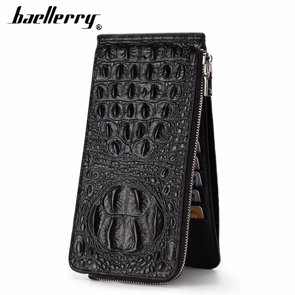 Baellerry мужские кожаные кошельки крокодиловый узор натуральная кожа кошелек для