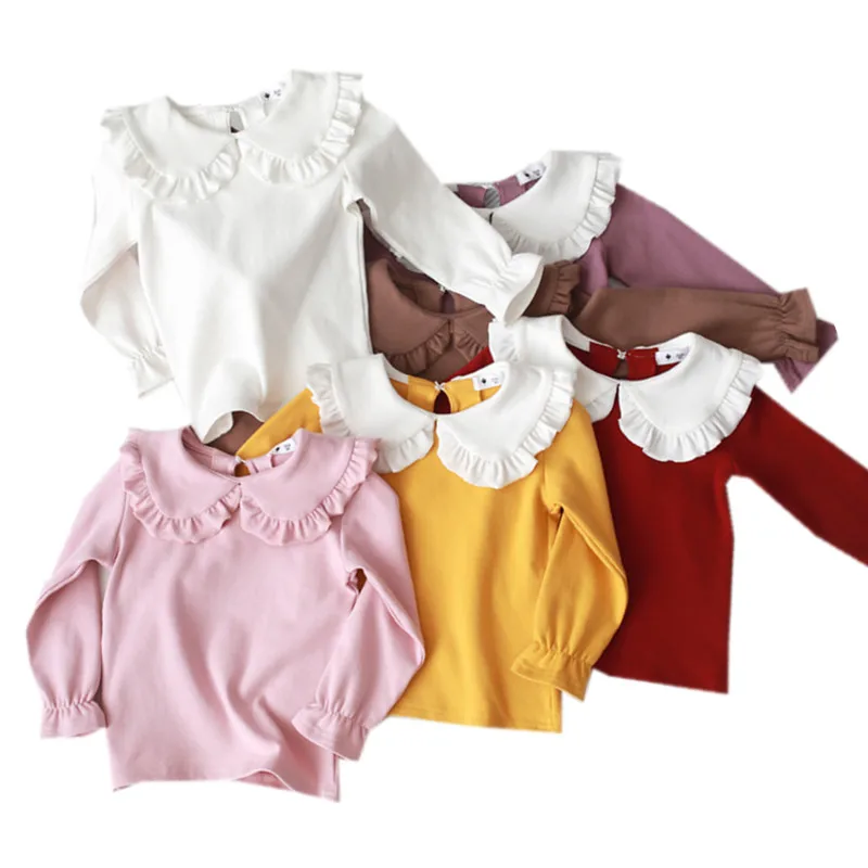 Повседневная хлопковая Футболка принцессы с длинными рукавами для маленьких