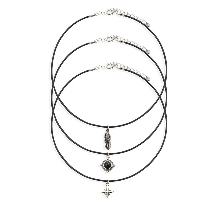 Лидер продаж модные Цепочки и ожерелья Комплекты из 3 предметов Ретро листья