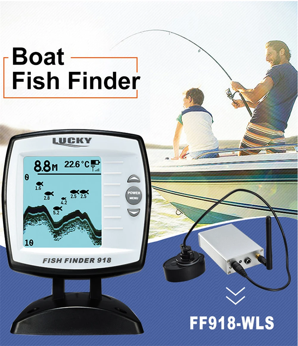 LUCKY FF918-WLS рыболокатор 300 м/125 футов глубина рыболокатор sonar Частота кГц эхо эхолоты лодка рыболокаторы
